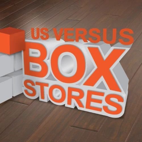 us vs box stores graphic from All American Interior in Fayetteville, NC